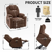 Clihome Up to 350 Lbs Chenille Power Lift Recliner Chair Heavy Duty Motion Mechanism with 8 Point Vibration Massage and Lumbar Heating Usb and Type C
