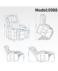 Clihome Infinite Position Single Motor Up to 350 Lbs Power Lift Recliner Chair for Elderly Heavy Duty Motion Mechanism with 8 Point Vibration Massage