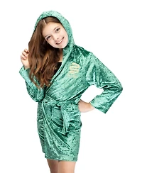 Harry Potter Girls' Velvet Robe Hogwarts Houses Kids Bathrobe - Gryffindor Hufflepuff Slytherin Ravenclaw