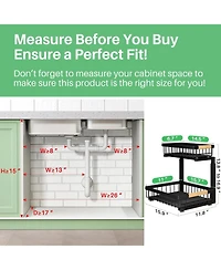 Under Sink Organizer, 2 Packs 2 Tier Under Sink Organizers and Storage, Slide Out Pull Out Cabinet Organizer Shelf, Metal Sliding Drawer for Kitchen B