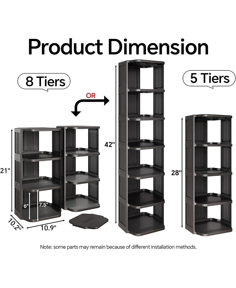 Kitstorack Vertical Shoe Rack: 8 Tiers Stackable Shoe Rack for Closet Diy Free Standing Shoe Organizer Small Shoe Shelf for Small Spaces and Narrow Sp