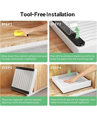 Kitstorack Pull out Cabinet Organizer, 21"Deep, 11.8"Wide Full-Extension Heavy Duty Slide out Drawers with Nano Adhesive, Roll Out Shelves S