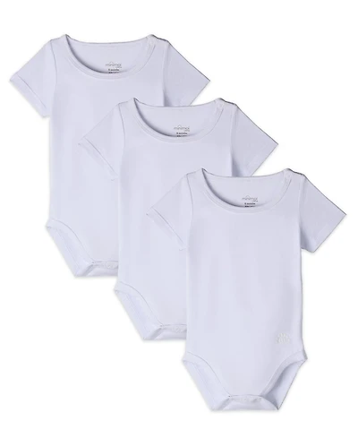 MeMoi 3 Pack Unisex Baby and Toddler Cotton Rich Solid White Short Sleeve Bodysuits