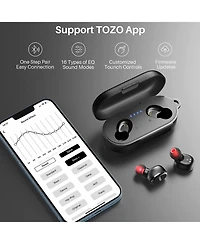 Tozo T10S Bluetooth Wireless Earbuds, Waterproof, Touch Controls with Charging Case