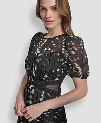 Dkny Women's Crinkle Detail Fit and Flare Midi Dress