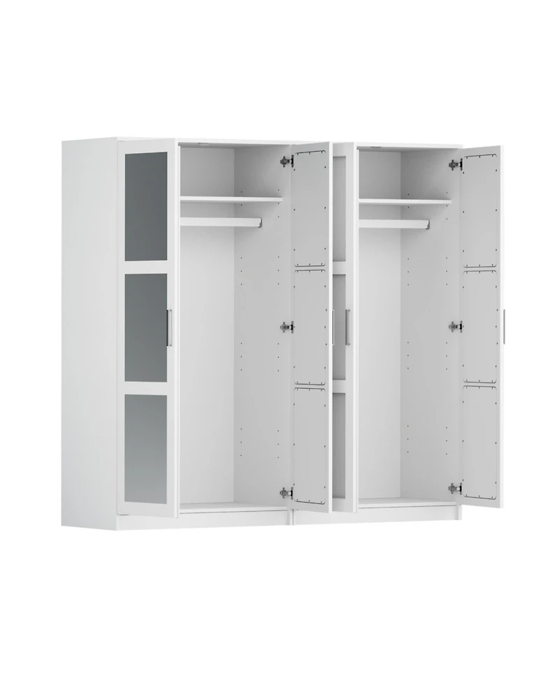 Palace Imports 100% Solid Wood Urban 4-Door Wardrobe with Mirrored Doors