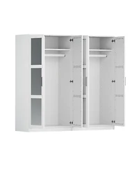 Palace Imports 100% Solid Wood Urban 4-Door Wardrobe with Mirrored Doors