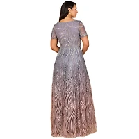 Lara Women's 28961 - Short Sleeve V-Neck Beaded Ballgown