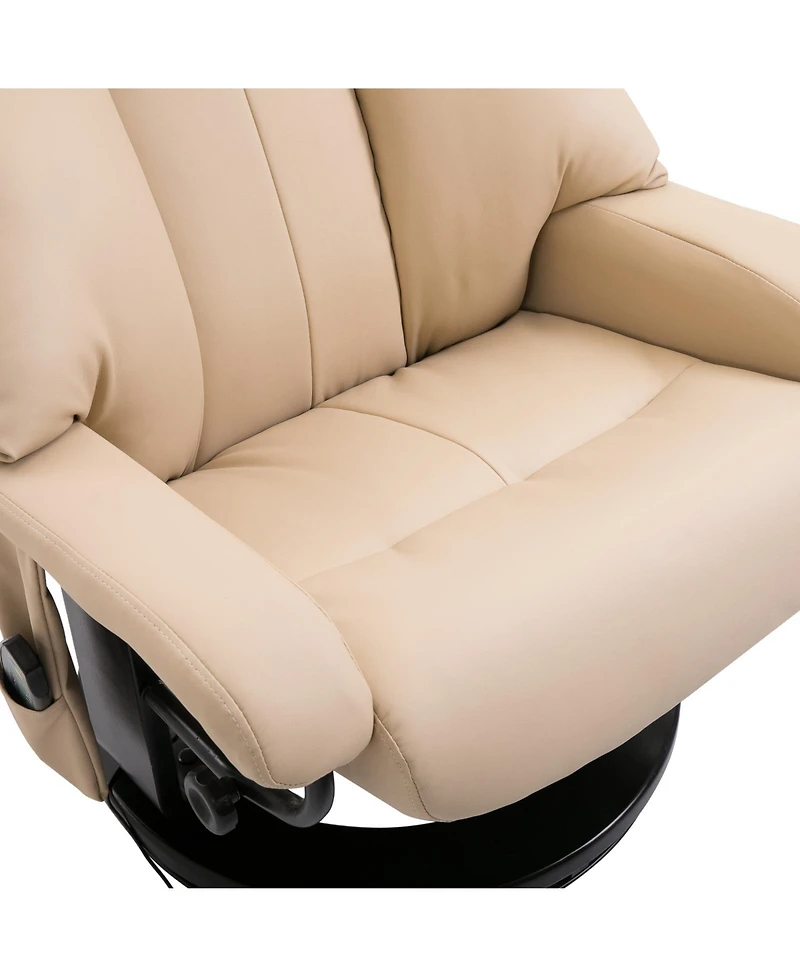 Homcom Massage Recliner Chair, Footrest, 360 Swivel Lounger w/ Ottoman,