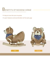 Qaba Baby Rocking Horse, Plush Animal Rocker w/ Realistic Sound, Pedals