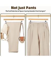 Premium Solid Lotus Wood Hangers for Pants & Skirts with Adjustable Clips Natural 25 Pack