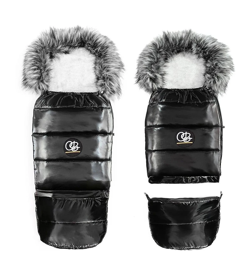 Cover Baby Baby Cover 0-3 Years Organic Premium Gray Wool Adjustable Footmuff in Satin Black
