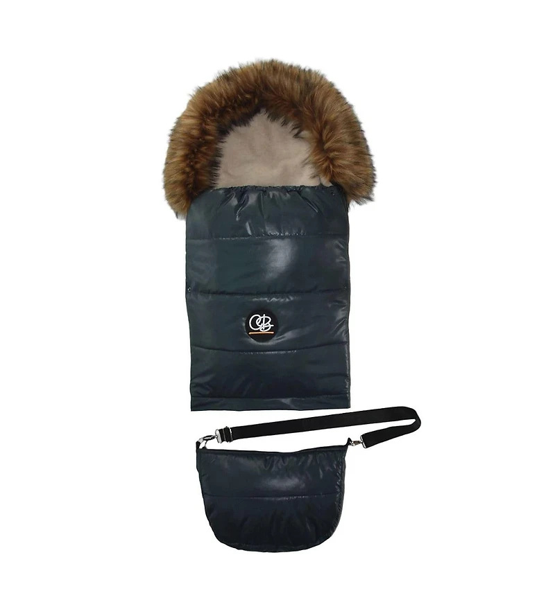Cover Baby Baby Cover 0-3 Years Organic Premium Beige Wool Adjustable Footmuff in Pastel Hunter Green