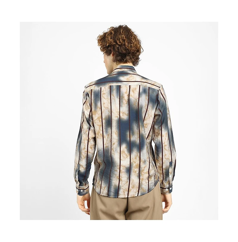 Campus Sutra Men's Tie-Dye Striped Shirt