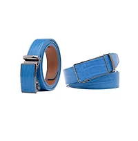 Men's Genuine Leather Crocodile Design Dress Belt with Automatic Buckle