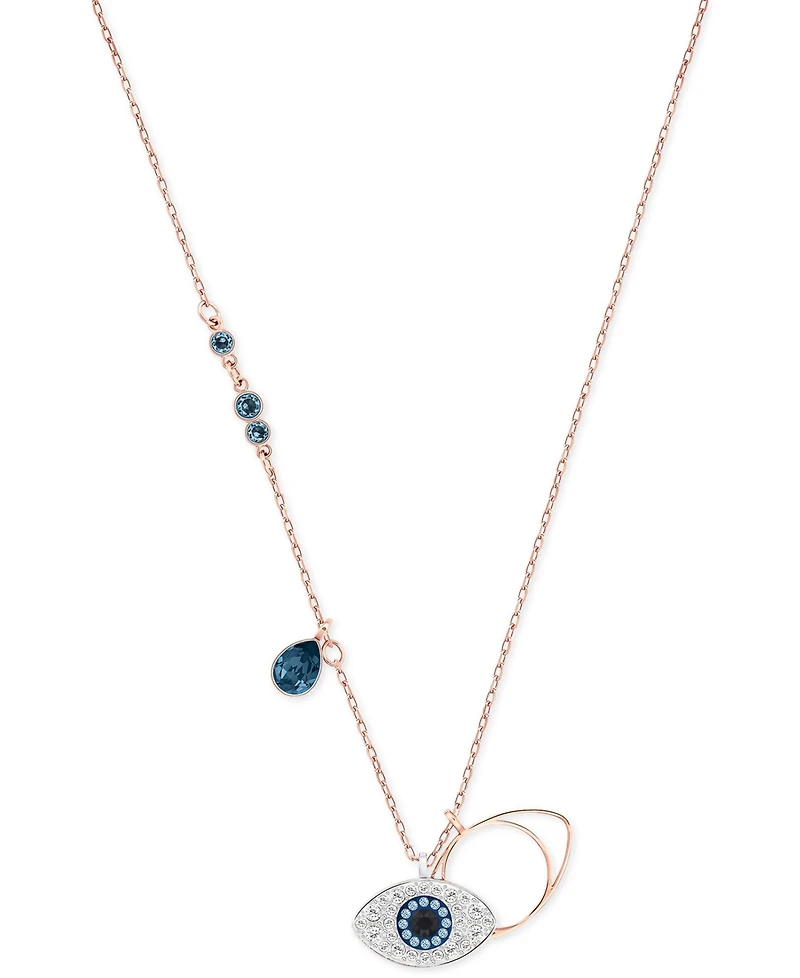 Swarovski Rose Gold-Tone Crystal Evil-Eye 14-7/8" Pendant Necklace