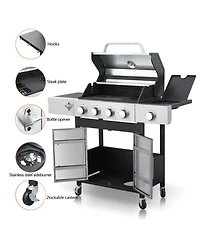 Streamdale Furniture 4-Burner Propane Bbq Grill with Side Burner, 46790BTU