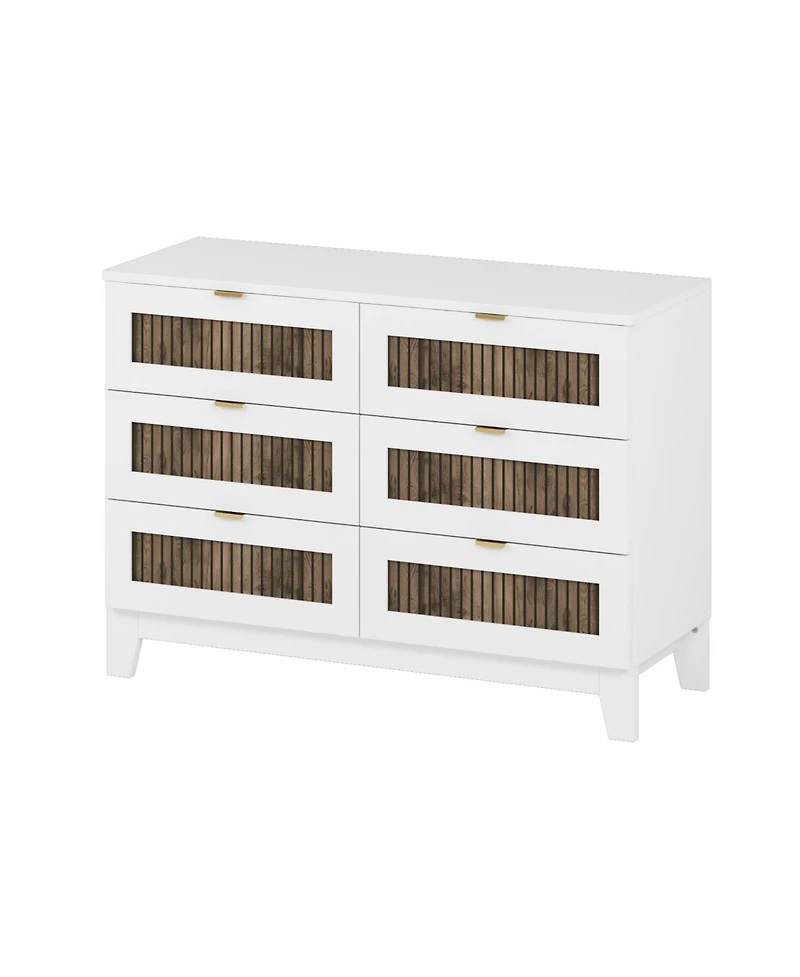 Streamdale Furniture Rustic Dresser with 6 Drawers and Metal Handles