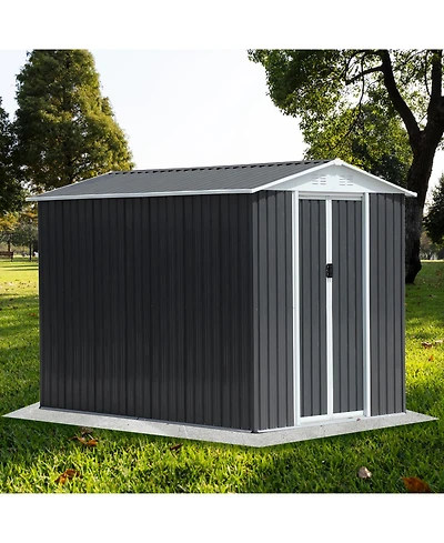 Streamdale Furniture Apex Roof Waterproof Bike Storage Shed (6'x9') - Grey