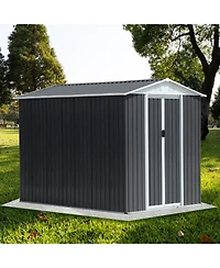 Streamdale Furniture Apex Roof Waterproof Bike Storage Shed (6'x9') - Grey