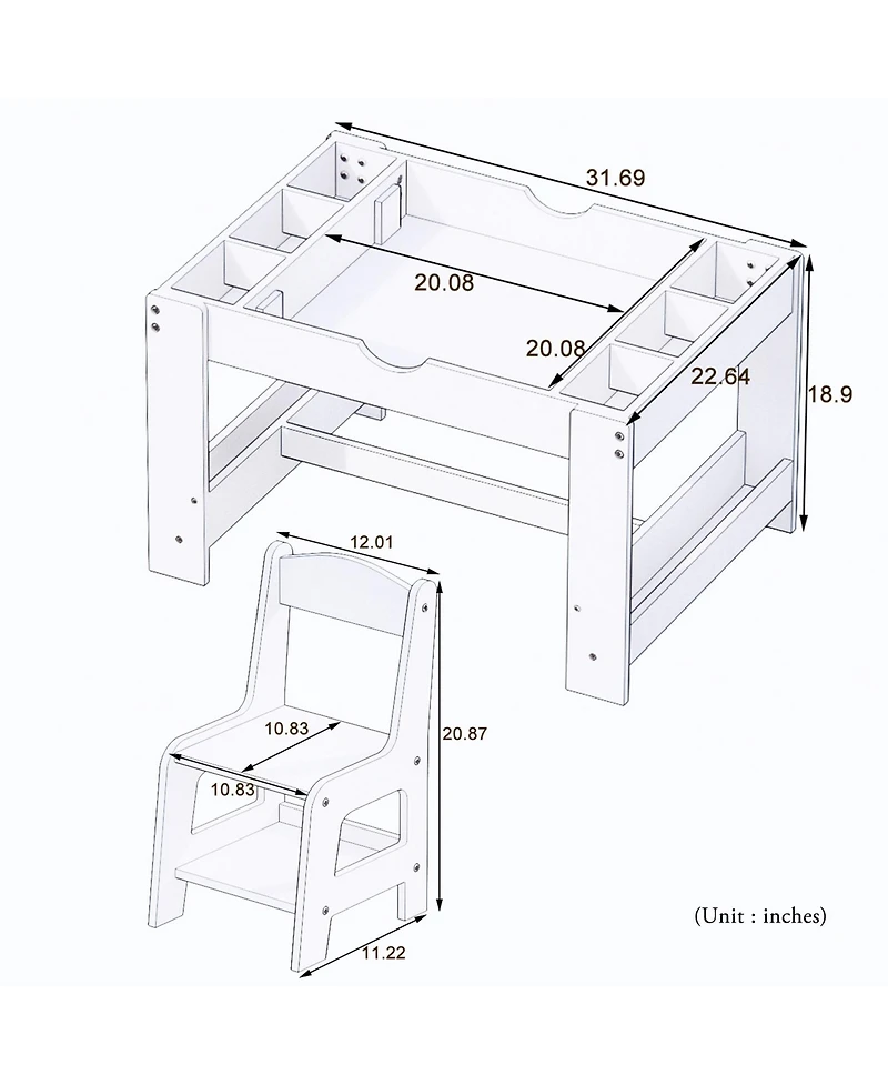 Streamdale Furniture 2-in-1 Play Table with Storage, Lego Compatible