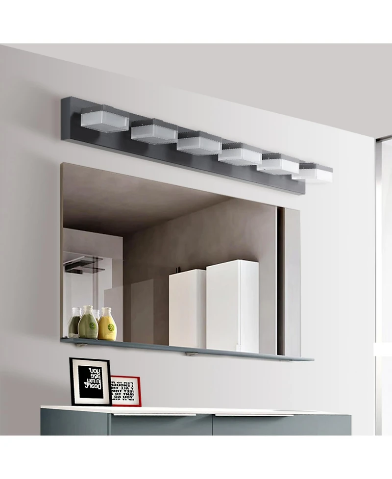Streamdale Furniture Modern 6-Light Black Led Vanity Mirror Light Fixture For Bathrooms And Makeup Tables