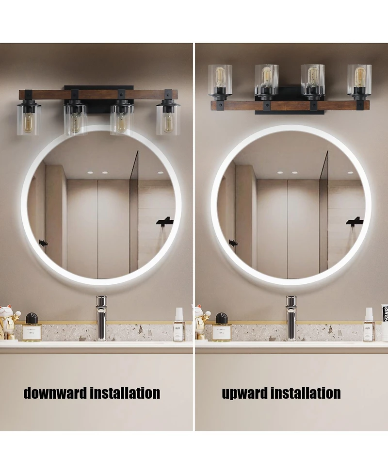 Streamdale Furniture 4-Lights Farmhouse Vanity Lights Fixture Rustic Bathroom Light Fixture Bathroom Sconce (No Bulbs)