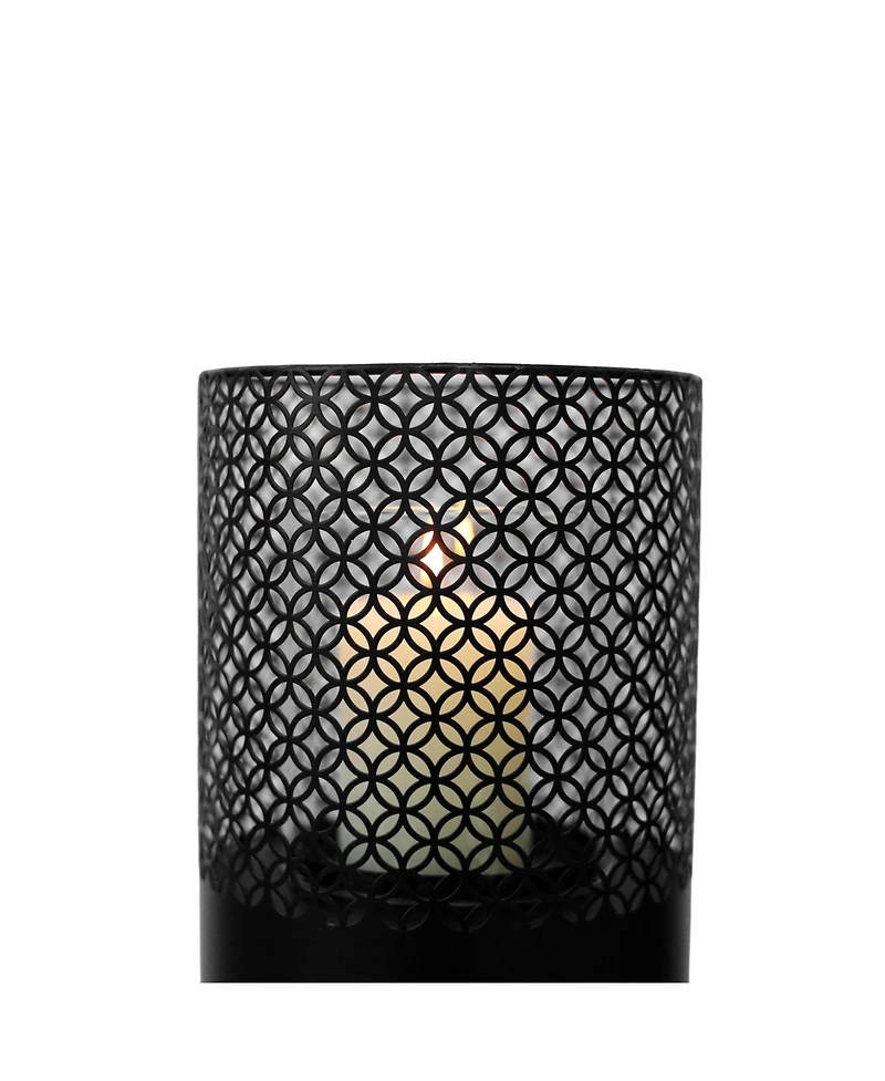 Streamdale Furniture Industrial Decorative Lantern Columns (Set of 2) with Candles