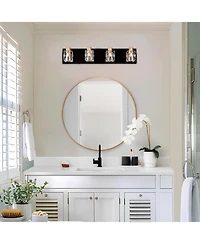 Streamdale Furniture 4-Light Black and Gold Vanity Light Fixture with Crystal Shade