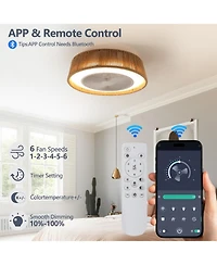 Streamdale Furniture Bohemian style Led Dimmable Ceiling Light With Built-In Fan - Remote Control
