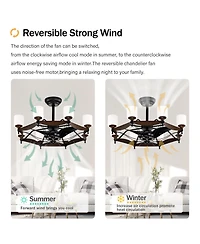Streamdale 33-Inch Black Ceiling Fan with Remote Control, 6 Speeds, Abs Blades, for Indoor Use