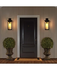 Streamdale Modern Wall Lanterns, Black Metal, Ambient Sensors, Weatherproof Wall Sconces (Set of 2)