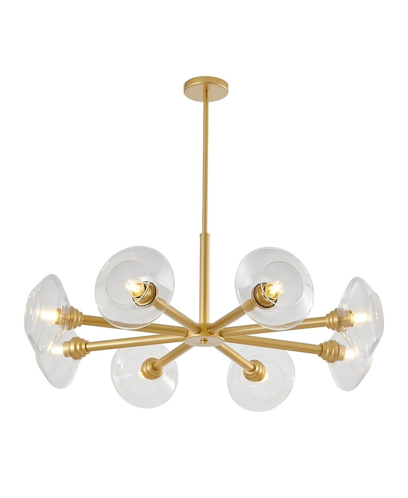 Streamdale Mid-Century Sputnik Chandelier 8-Light Gold Fixture with Clear Shades
