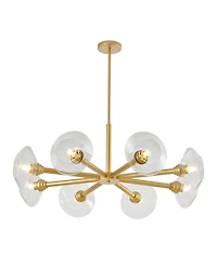 Streamdale Mid-Century Sputnik Chandelier 8-Light Gold Fixture with Clear Shades