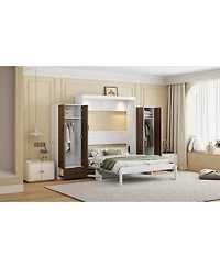 Streamdale Furniture Full Size Murphy Bed Wall Bed with Closet Drawers and Table