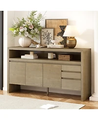 Streamdale Furniture 60" Modern Ash Veneer 3-Door Sideboard