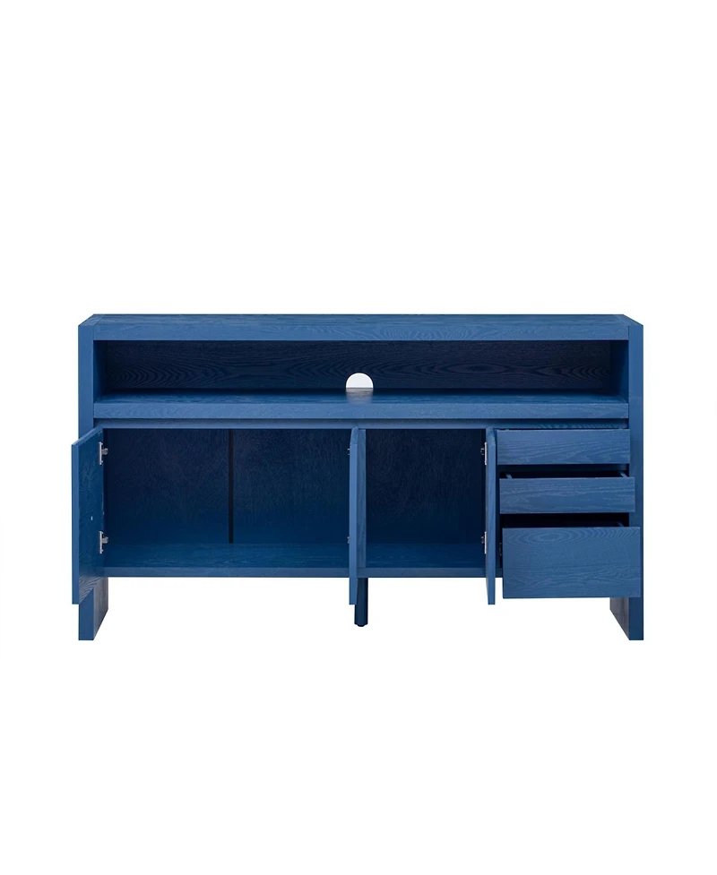 Streamdale Furniture 60" Modern Ash Veneer 3-Door Sideboard