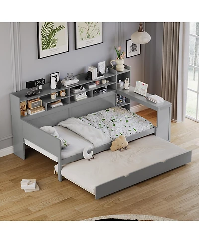 Streamdale Furniture Twin Daybed with Trundle Desk & Shelves