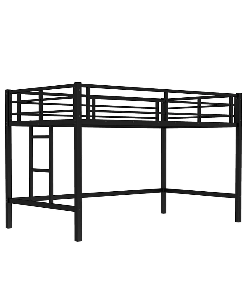 Streamdale Furniture Twin Metal Loft Bed with Ladder & Guardrails - Black