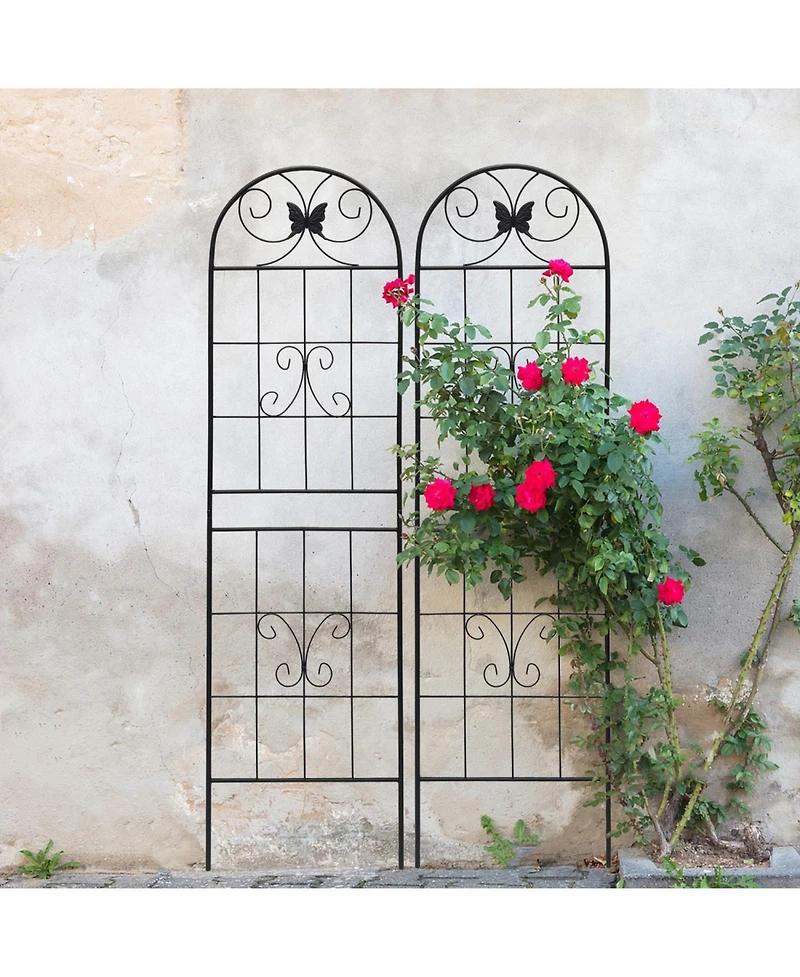 Streamdale Furniture 2 Pack Metal Garden Trellis 71" Rustproof Black