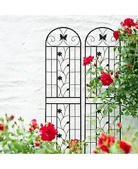 Streamdale Furniture Furniture 2 Pack Metal Garden Trellis 86.7" Black