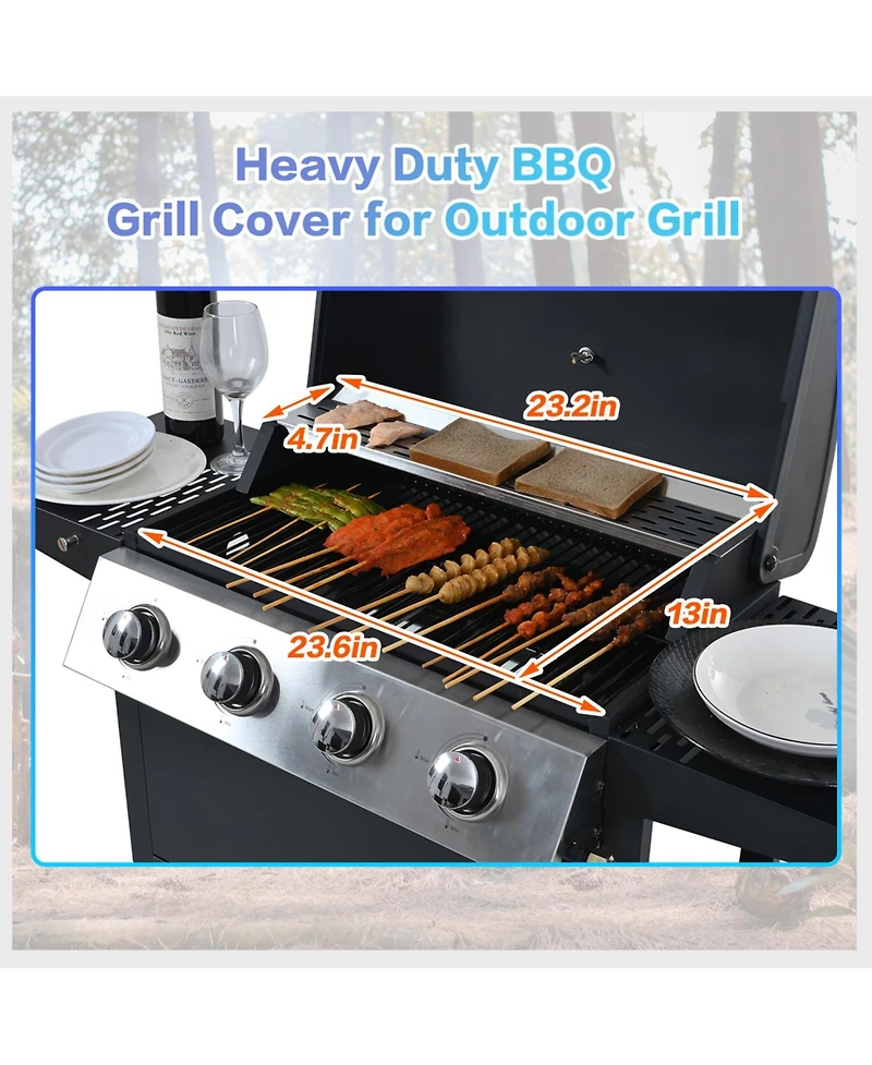 Streamdale Furniture Propane 4-Burner Bbq Grill Stainless Steel 34 000 Btu