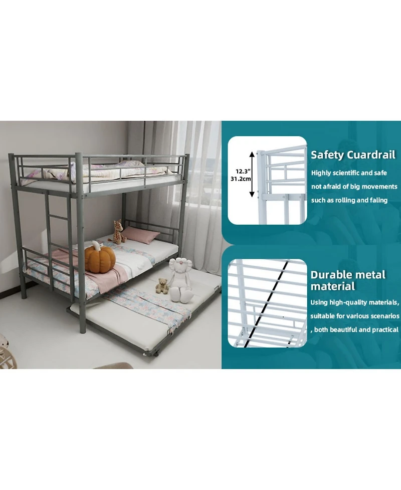 Streamdale Furniture Heavy-Duty Metal Twin Bunk Bed - Silver