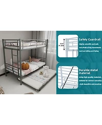Streamdale Furniture Heavy-Duty Metal Twin Bunk Bed - Silver
