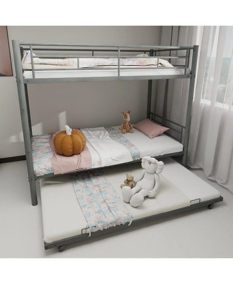 Streamdale Furniture Heavy-Duty Metal Twin Bunk Bed - Silver