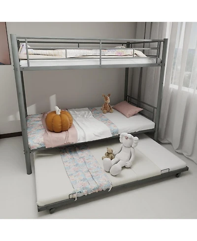 Streamdale Furniture Heavy-Duty Metal Twin Bunk Bed - Silver