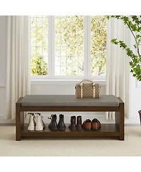 Streamdale Furniture 47" Accent Bench with Shoe Rack Padded Seat Removable Cushion - Granite