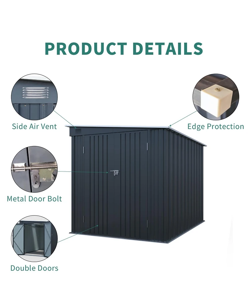 Streamdale Furniture 6x8FT Galvanized Steel Outdoor Storage Shed