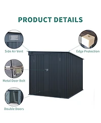 Streamdale Furniture 6x8FT Galvanized Steel Outdoor Storage Shed