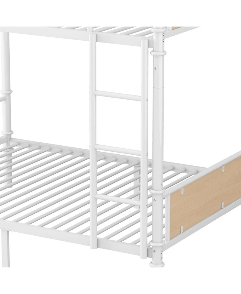 Streamdale Furniture Twin Xl Over Twin Xl Metal Bunk Bed White
